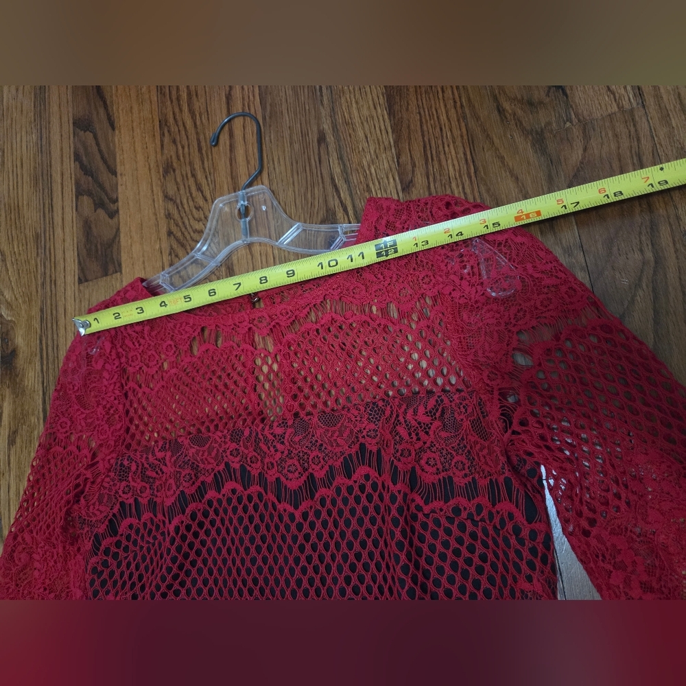 Thalia Sodi Red Lace Midi Dress Small - Picture 13 of 15